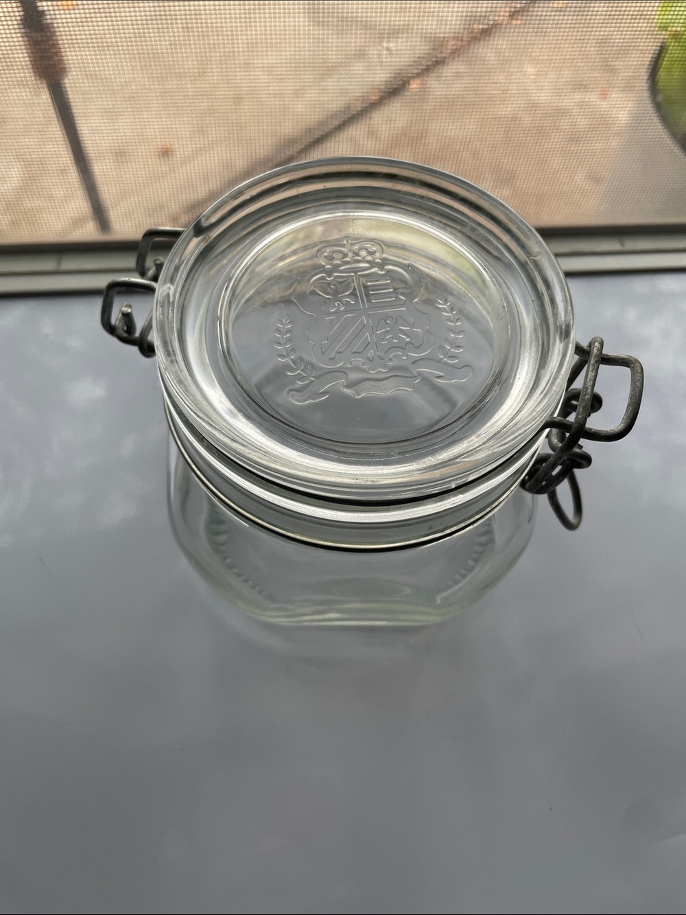 Vintage Clear Glass Clamp-Top Storage Jar